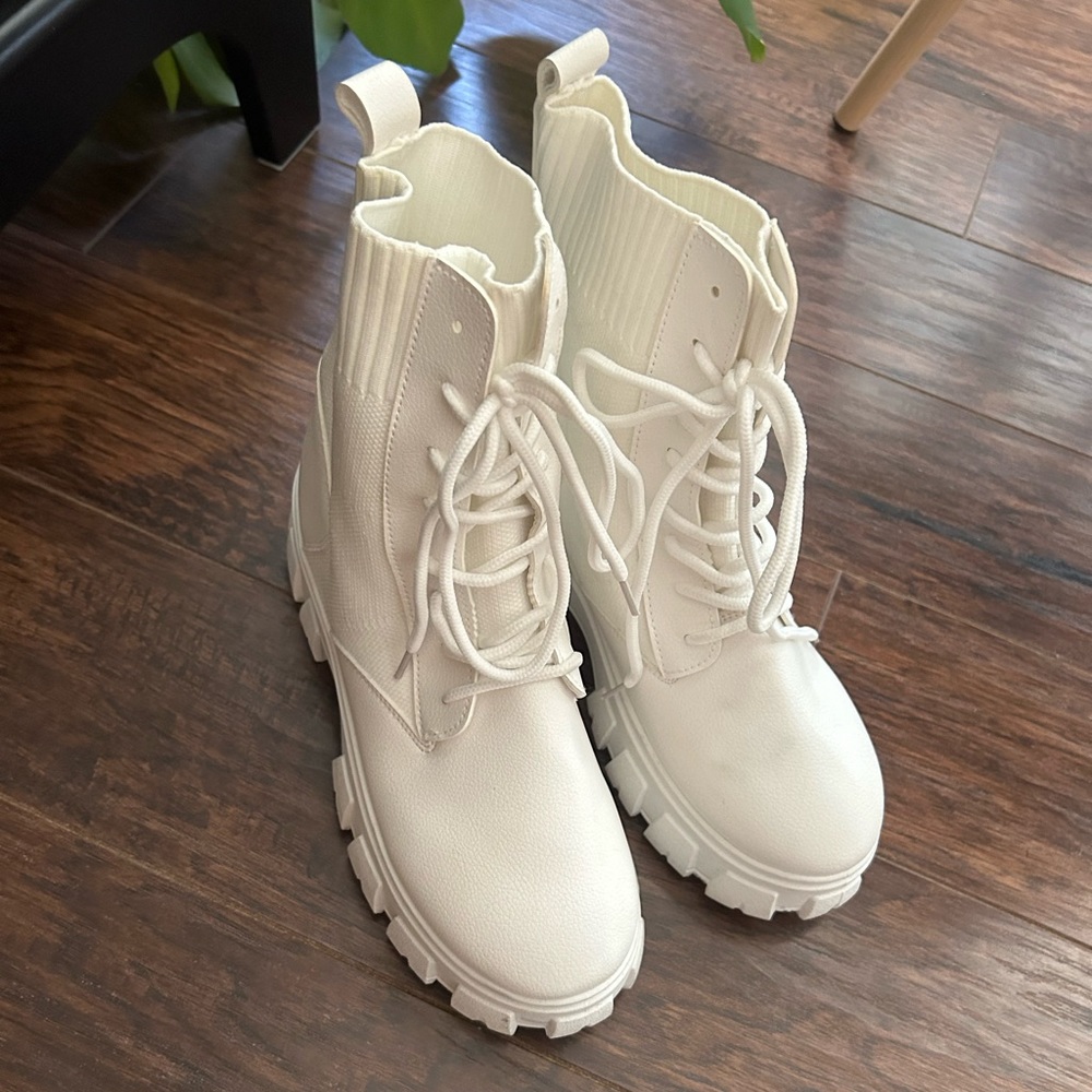 White combat boots